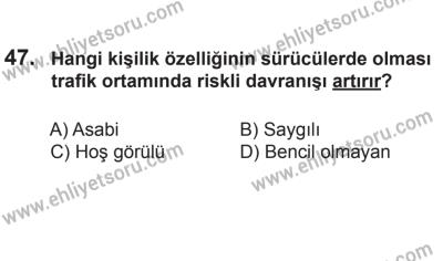 24 Ağustos 2013 Tarihli Sürücü Adayları Sınavı L Kitapçığı 47. Soru