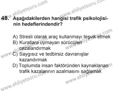 24 Ağustos 2013 Tarihli Sürücü Adayları Sınavı L Kitapçığı 48. Soru