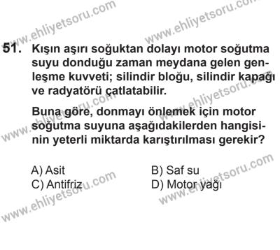 24 Ağustos 2013 Tarihli Sürücü Adayları Sınavı L Kitapçığı 51. Soru