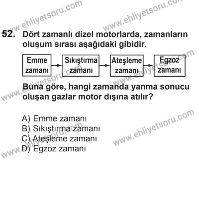 24 Ağustos 2013 Tarihli Sürücü Adayları Sınavı L Kitapçığı 52. Soru