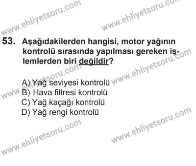 24 Ağustos 2013 Tarihli Sürücü Adayları Sınavı L Kitapçığı 53. Soru