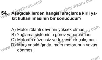 24 Ağustos 2013 Tarihli Sürücü Adayları Sınavı L Kitapçığı 54. Soru
