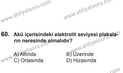 24 Ağustos 2013 Tarihli Sürücü Adayları Sınavı L Kitapçığı 60. Soru