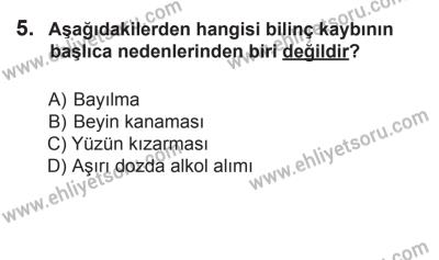 24 Ağustos 2013 Tarihli Sürücü Adayları Sınavı M Kitapçığı 5. Soru
