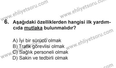 24 Ağustos 2013 Tarihli Sürücü Adayları Sınavı M Kitapçığı 6. Soru