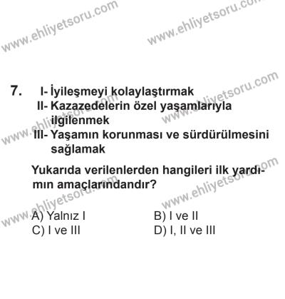 24 Ağustos 2013 Tarihli Sürücü Adayları Sınavı M Kitapçığı 7. Soru