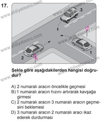 24 Ağustos 2013 Tarihli Sürücü Adayları Sınavı M Kitapçığı 17. Soru