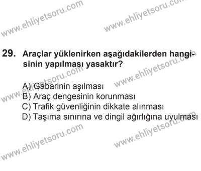 24 Ağustos 2013 Tarihli Sürücü Adayları Sınavı M Kitapçığı 29. Soru