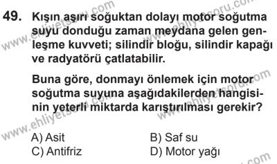 24 Ağustos 2013 Tarihli Sürücü Adayları Sınavı M Kitapçığı 49. Soru