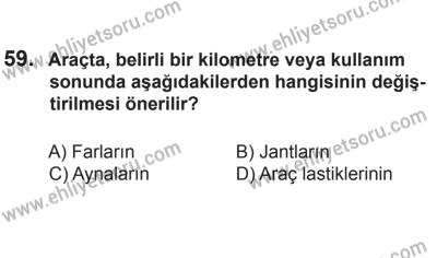 24 Ağustos 2013 Tarihli Sürücü Adayları Sınavı M Kitapçığı 59. Soru