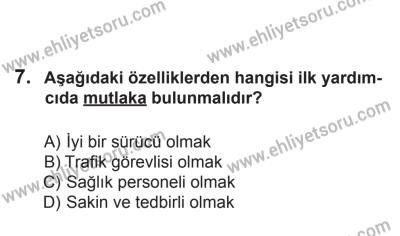 24 Ağustos 2013 Tarihli Sürücü Adayları Sınavı N Kitapçığı 7. Soru