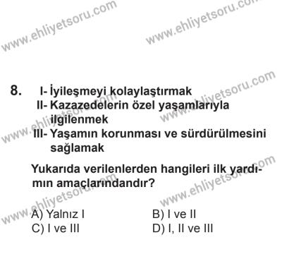 24 Ağustos 2013 Tarihli Sürücü Adayları Sınavı N Kitapçığı 8. Soru