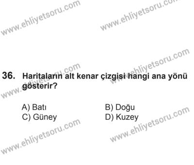 24 Ağustos 2013 Tarihli Sürücü Adayları Sınavı N Kitapçığı 36. Soru