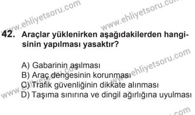 24 Ağustos 2013 Tarihli Sürücü Adayları Sınavı N Kitapçığı 42. Soru