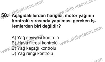 24 Ağustos 2013 Tarihli Sürücü Adayları Sınavı N Kitapçığı 50. Soru