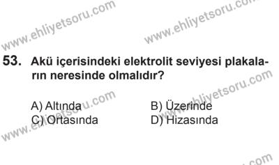 24 Ağustos 2013 Tarihli Sürücü Adayları Sınavı N Kitapçığı 53. Soru