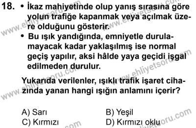 27 Ağustos 2016 Tarihli Sürücü Adayları Sınavı K Kitapçığı 1Oturumu 18. Soru