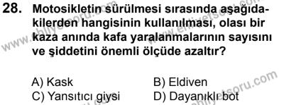 27 Ağustos 2016 Tarihli Sürücü Adayları Sınavı K Kitapçığı 2. Oturum 28. Soru