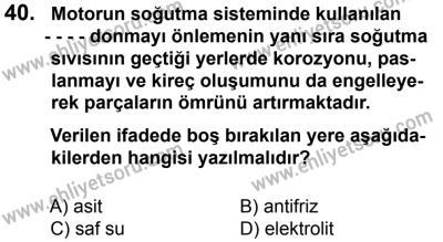 27 Ağustos 2016 Tarihli Sürücü Adayları Sınavı K Kitapçığı 2. Oturum 40. Soru