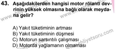 27 Ağustos 2016 Tarihli Sürücü Adayları Sınavı K Kitapçığı 2. Oturum 43. Soru