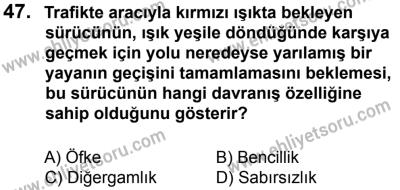 27 Ağustos 2016 Tarihli Sürücü Adayları Sınavı K Kitapçığı 2. Oturum 47. Soru