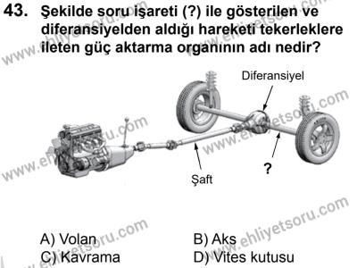 27 Ağustos 2016 Tarihli Sürücü Adayları Sınavı L Kitapçığı 1. Oturum 43. Soru