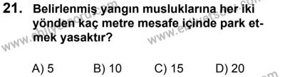27 Ağustos 2016 Tarihli Sürücü Adayları Sınavı L Kitapçığı 2Oturumu 21. Soru