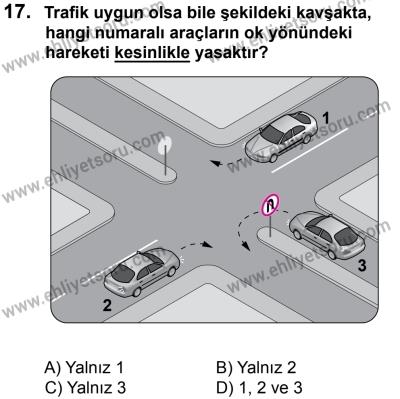 27 Ağustos 2016 Tarihli Sürücü Adayları Sınavı M Kitapçığı 1. Oturum 17. Soru