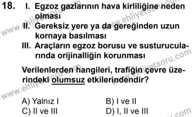 27 Ağustos 2016 Tarihli Sürücü Adayları Sınavı M Kitapçığı 1. Oturum 18. Soru