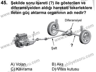 27 Ağustos 2016 Tarihli Sürücü Adayları Sınavı M Kitapçığı 1. Oturum 45. Soru