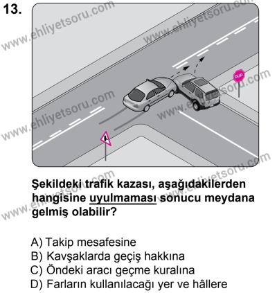 27 Ağustos 2016 Tarihli Sürücü Adayları Sınavı M Kitapçığı 2. Oturum 13. Soru