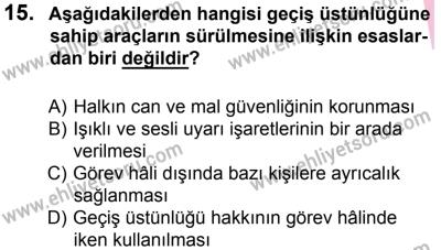 27 Ağustos 2016 Tarihli Sürücü Adayları Sınavı M Kitapçığı 2. Oturum 15. Soru