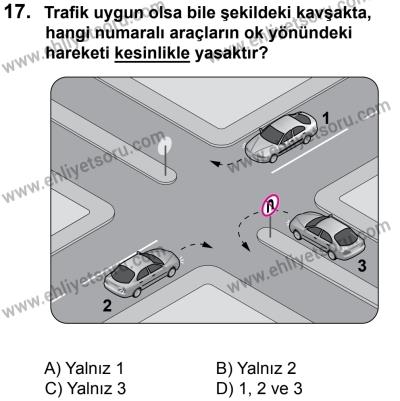 27 Ağustos 2016 Tarihli Sürücü Adayları Sınavı M Kitapçığı 2. Oturum 17. Soru