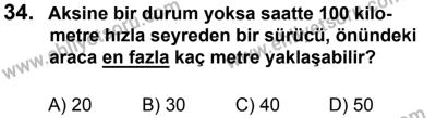 27 Ağustos 2016 Tarihli Sürücü Adayları Sınavı M Kitapçığı 2. Oturum 34. Soru