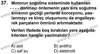 27 Ağustos 2016 Tarihli Sürücü Adayları Sınavı M Kitapçığı 2. Oturum 37. Soru