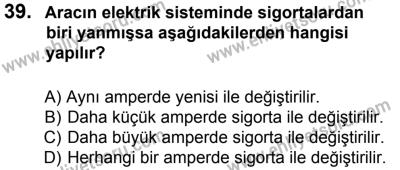 27 Ağustos 2016 Tarihli Sürücü Adayları Sınavı M Kitapçığı 2. Oturum 39. Soru
