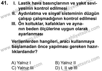 27 Ağustos 2016 Tarihli Sürücü Adayları Sınavı M Kitapçığı 2. Oturum 41. Soru