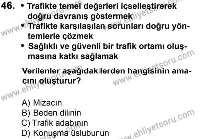 27 Ağustos 2016 Tarihli Sürücü Adayları Sınavı M Kitapçığı 2. Oturum 46. Soru