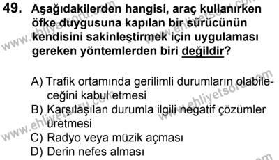 27 Ağustos 2016 Tarihli Sürücü Adayları Sınavı M Kitapçığı 2. Oturum 49. Soru