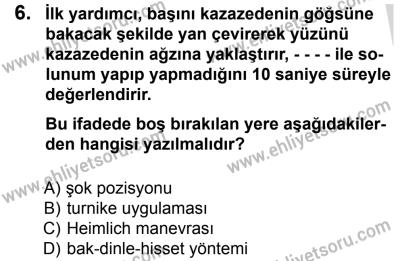 27 Ağustos 2016 Tarihli Sürücü Adayları Sınavı N Kitapçığı 1. Oturum 6. Soru