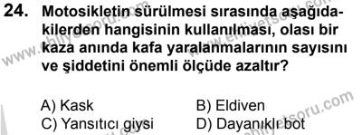 27 Ağustos 2016 Tarihli Sürücü Adayları Sınavı N Kitapçığı 1. Oturum 24. Soru