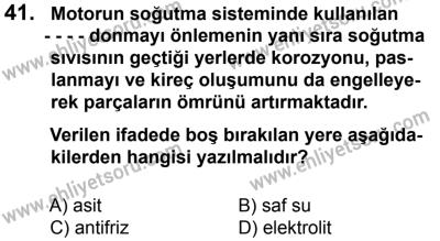 27 Ağustos 2016 Tarihli Sürücü Adayları Sınavı N Kitapçığı 1. Oturum 41. Soru