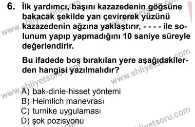 27 Ağustos 2016 Tarihli Sürücü Adayları Sınavı N Kitapçığı 2. Oturum 6. Soru