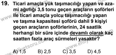 27 Ağustos 2016 Tarihli Sürücü Adayları Sınavı N Kitapçığı 2. Oturum 19. Soru