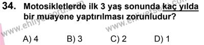 27 Ağustos 2016 Tarihli Sürücü Adayları Sınavı N Kitapçığı 2. Oturum 34. Soru
