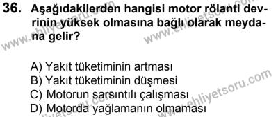 27 Ağustos 2016 Tarihli Sürücü Adayları Sınavı N Kitapçığı 2. Oturum 36. Soru