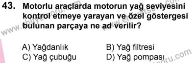 27 Ağustos 2016 Tarihli Sürücü Adayları Sınavı N Kitapçığı 2. Oturum 43. Soru