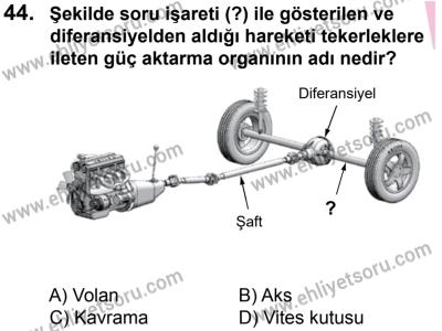 27 Ağustos 2016 Tarihli Sürücü Adayları Sınavı N Kitapçığı 2. Oturum 44. Soru