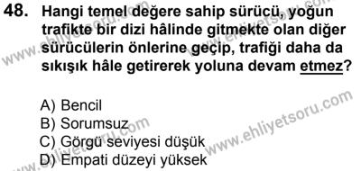 27 Ağustos 2016 Tarihli Sürücü Adayları Sınavı N Kitapçığı 2. Oturum 48. Soru