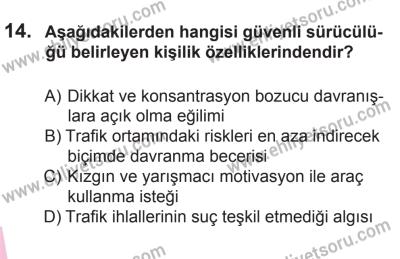 27 Haziran 2015 Tarihli Sürücü Adayları Sınavı K Kitapçığı 14. Soru